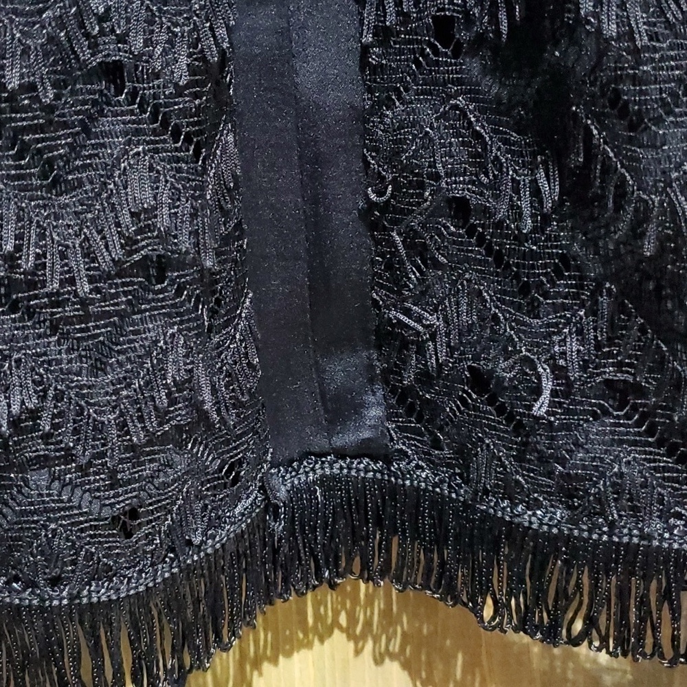 NANETTE LEPORE BLACK LACE LONG SLEEVE ZIGZAG TUNIC A-LINE  DRESS XS Whimsy Goth - Picture 9 of 11